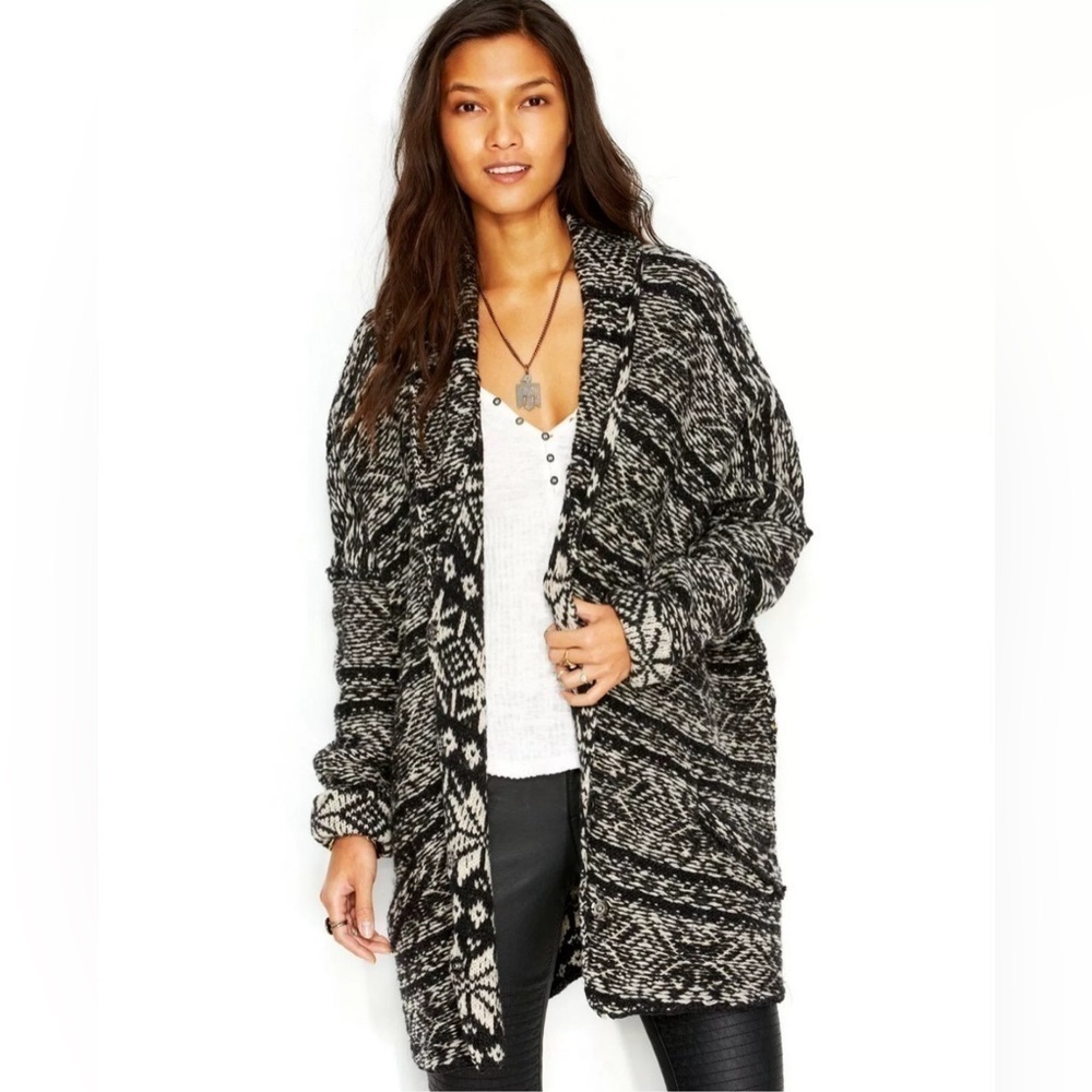 Free People front button Faire Isle Cardigan in size Med.